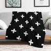 Black and White Swiss Cross Pattern Throw Blanket Cozy Warm Blanket for Bed Room Decor