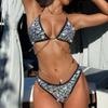 Women’s Sexy Halter Backless Tankini Bathing Suit Fashion Shiny Chain Bikini Swimwear Set, Two-Piece Swimsuit