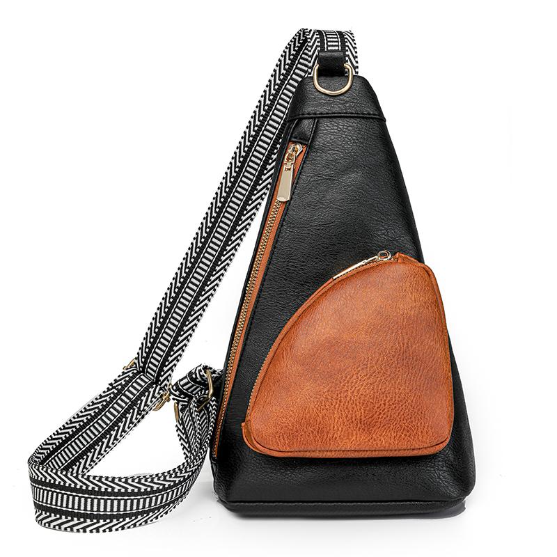 

Контрастна сумка через плече. Жіноча сумка через плече з м’якої шкіри. Маленька нагрудна сумка. чорний