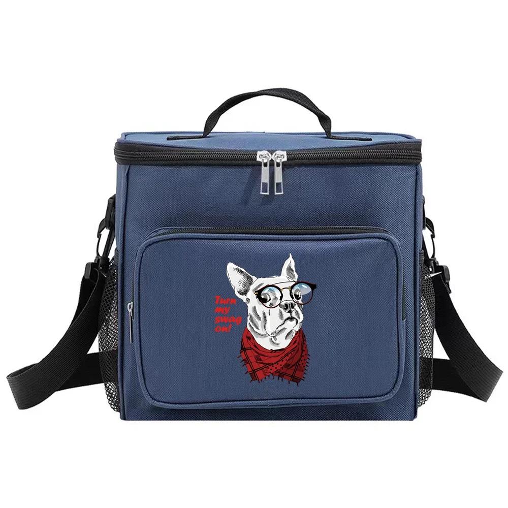 Insulated Bags Portable Shoulder Lunch Bag Waterproof Cooler Box Thermal Organizer Handbag for Men and Women Dog Printing