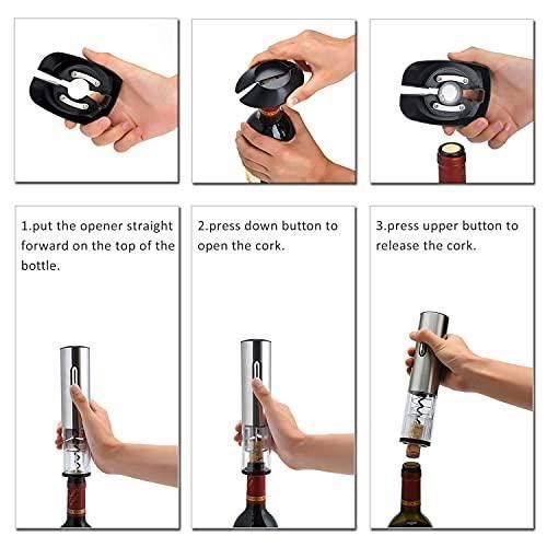 Wiwoney tire-bouchon electrique rechargeable en acier inoxydable avec port de charge usb - coupe-capsule de petite taille, portabl