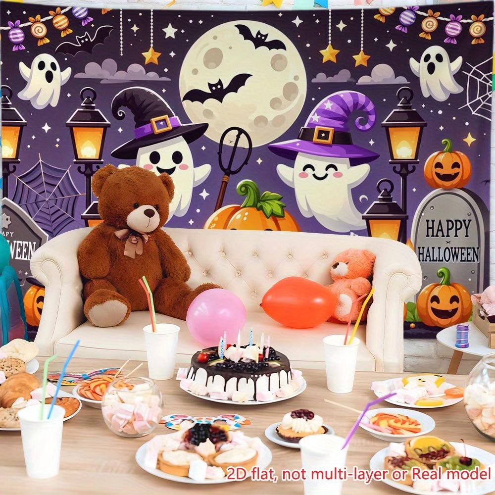 2D flat-print party banner featuring a cheerful Halloween ghost design is highly suitable as a photography backdrop.zyc