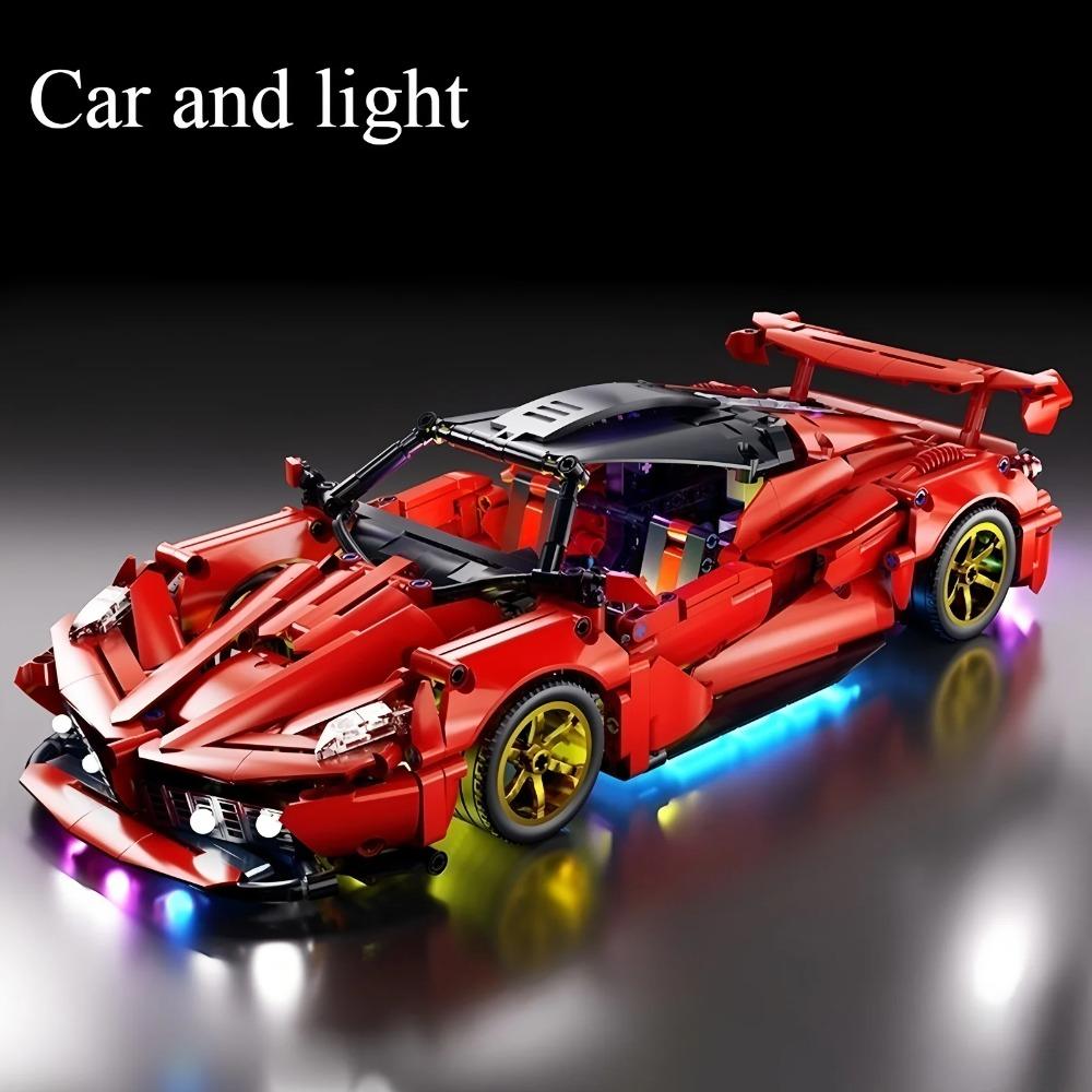1:14 Rotes Baustein-Sportwagen RC-Spielzeug, Auto-Baustein-Spielzeug, Geburtstagsgeschenk, Sportwagenmodell DIY, Geschenk für Kinder