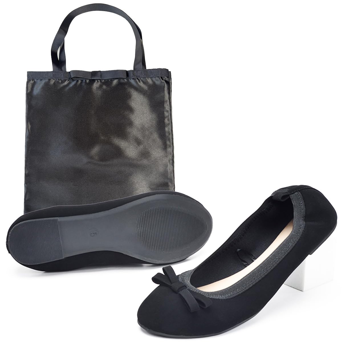 

Складные Портативные Идеально подходят для Школы Школы и Включают Атласную Ленту для Хранения Ультра Размер M [TMrequire] Женские Тапочки, Мероприятия, Визиты, Собеседования, чёрный