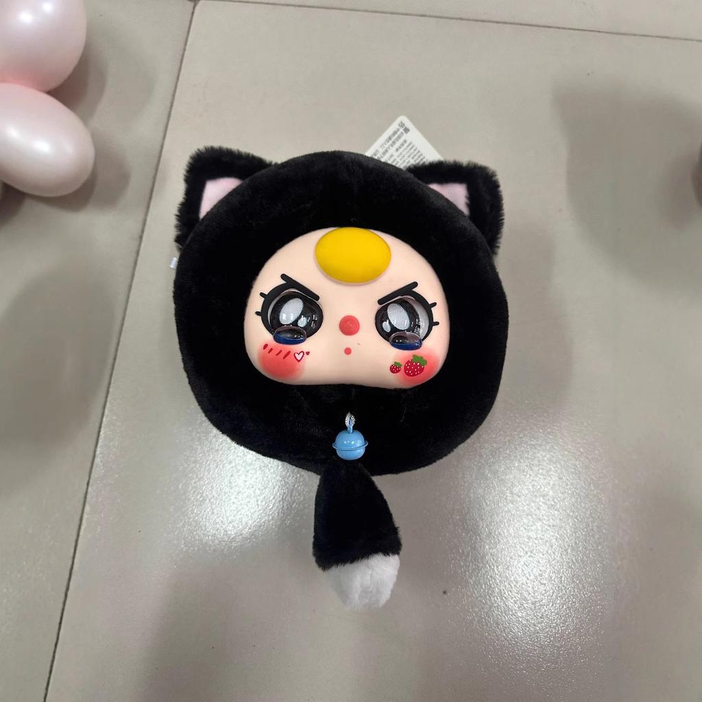Super Cute Lucky Cat Plush Cute Doll Big Head Doll Bell Bag Soft Sister Messenger Chain Baby Three-year-old Lucky Cat