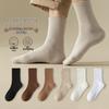 Men's Autumn & Winter Cotton Mid-Tube Socks - Solid Colors, Breathable, Sweat-Absorbent, Ideal for Basketball & Couples