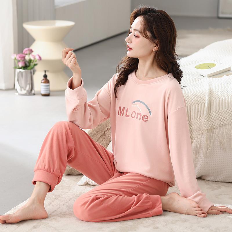 Island Fleece Pajamas Women'S Autumn And Winter Winter Warm Homewear Women'S Thin Coral Fleece Suit