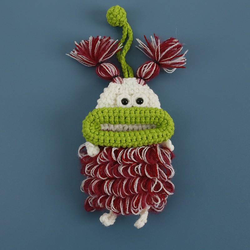 Funny Crochet Keychains Knitting Cute Sausage Mouth Doll Key Holder Knitted Storage Bag Keyrings For Car Keys Custom