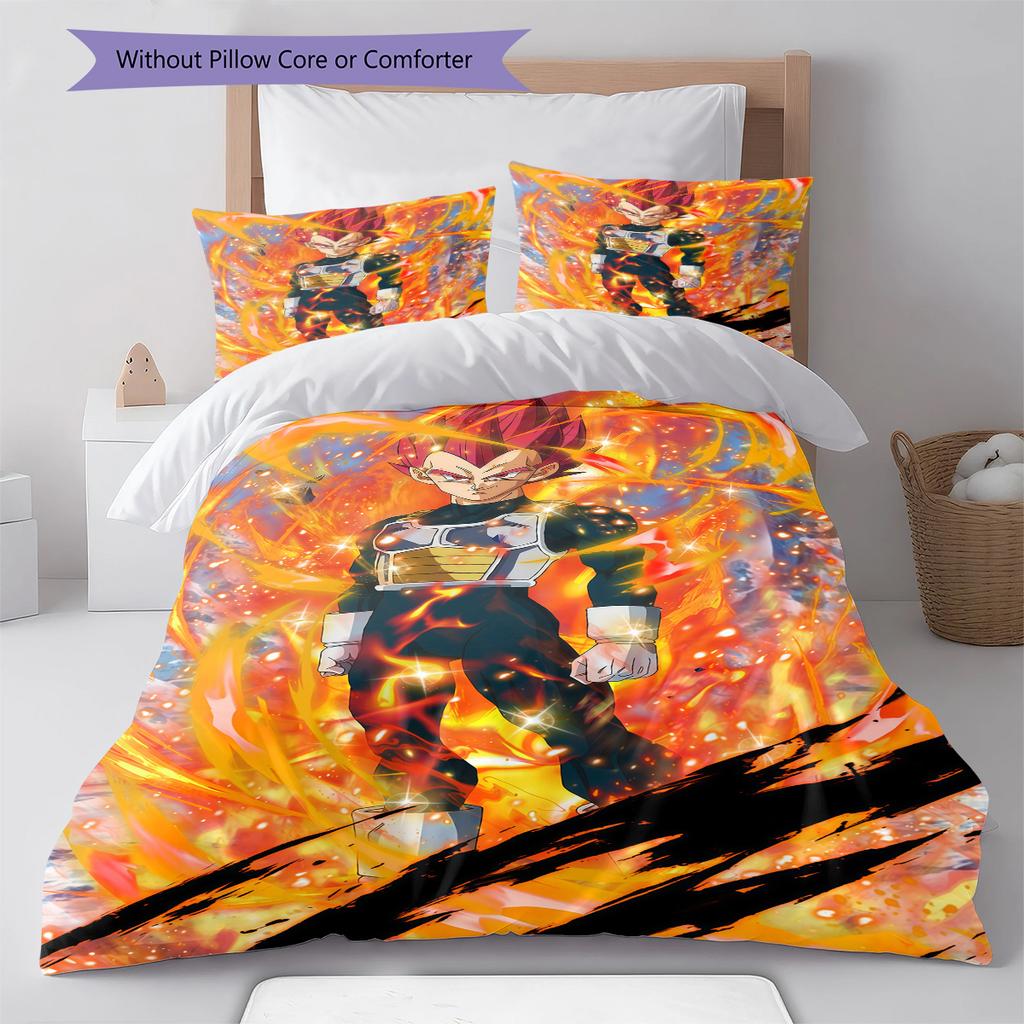 Dragon Ball Z Pattern Bedding,Quilt Set Quilt Cover Pillowcase Home Birthday Gift (1 * Duvet Cover + 2 * Pillowcase, Without Core)