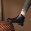 New Women's Shoes: Soft Leather Casual Retro Boots, Fashionable Women's Thick-heeled Round-toed Ankle Boots