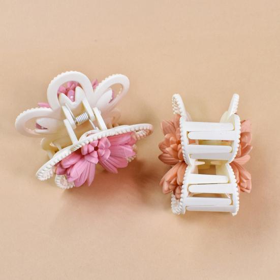 Women Hair Claw Double-Sided 3D Flower Design Strong Grip Hair Clip Anti-slip Design Back Head Hair Clip Hair Accessory