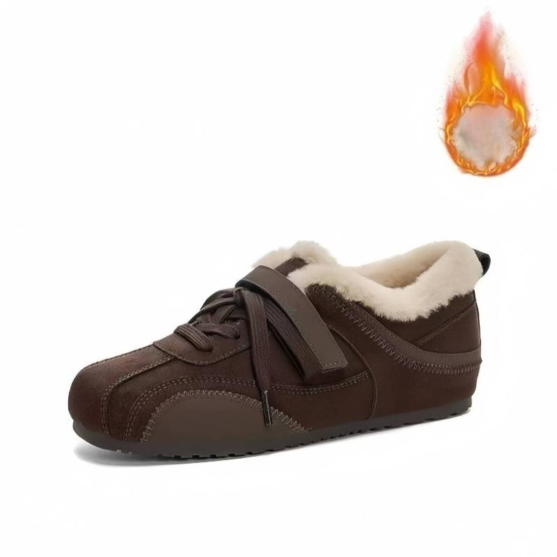 Retro magasságnövelő tépőzáras fűzős cipők nőknek, új gyapjú meleg alkalmi cipők