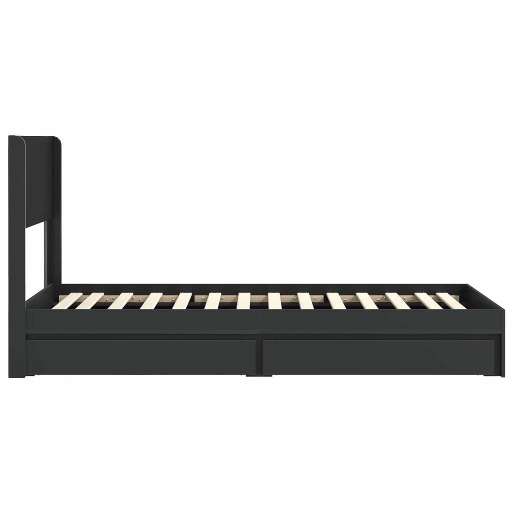 Bed Frame with Storage Space and Headboard Black 75 X 190 Cm