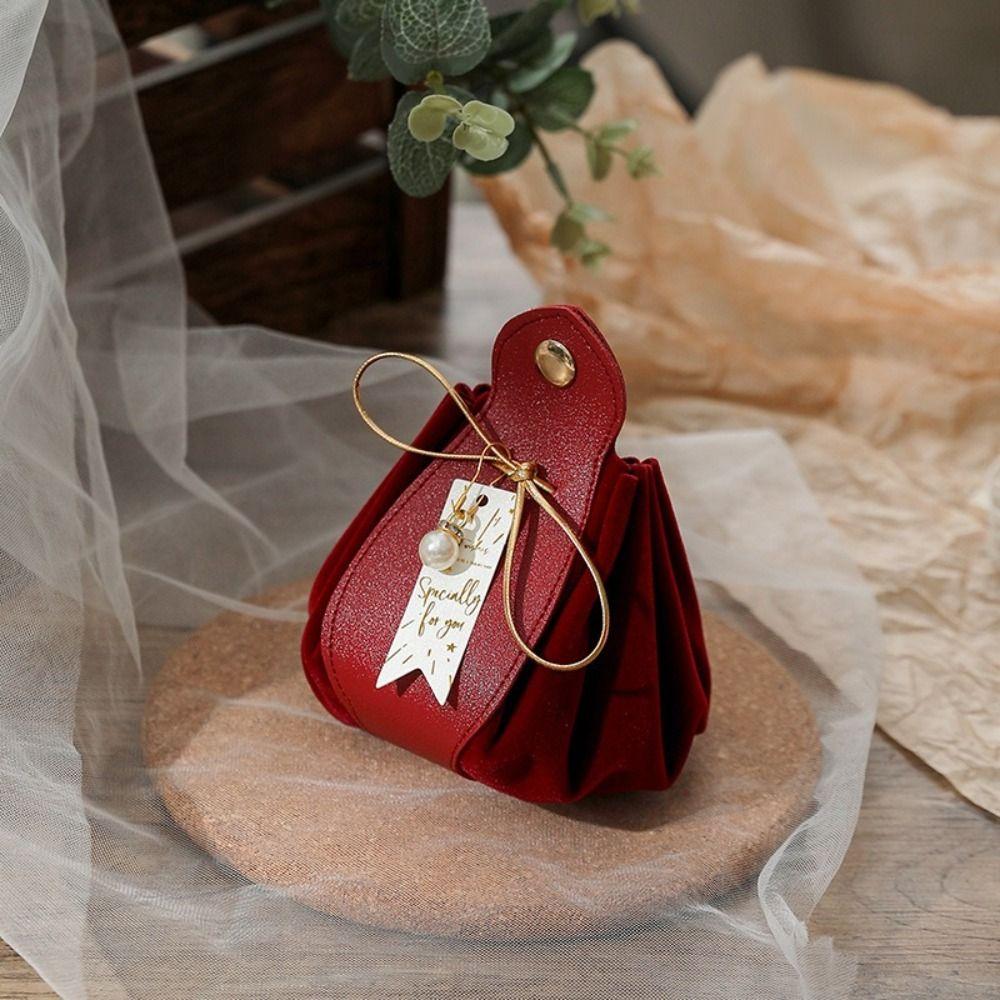 With Pearls Gift Flannel Bag 5 Pieces Gift Party Candy Box Creative candy bags For Wedding