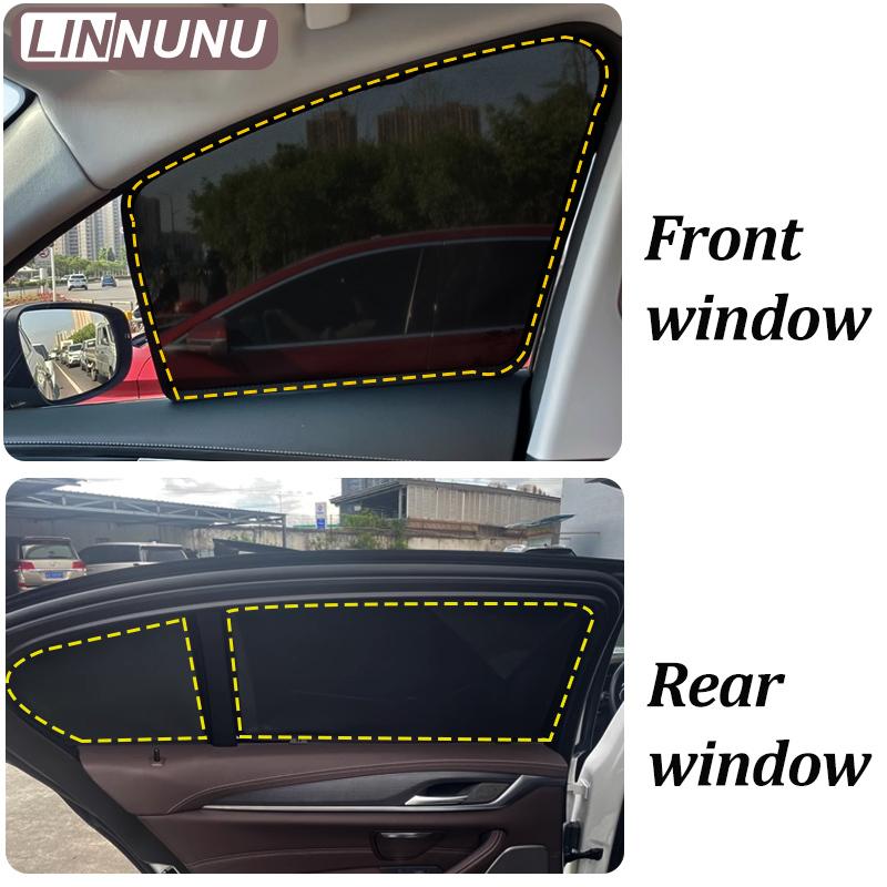 LINNUNU For BMW 3 Series E90 318i 320i 2006-2011 Magnetic Car Sunshade Window Curtain Mesh Block Sunlight Interior Accessories
