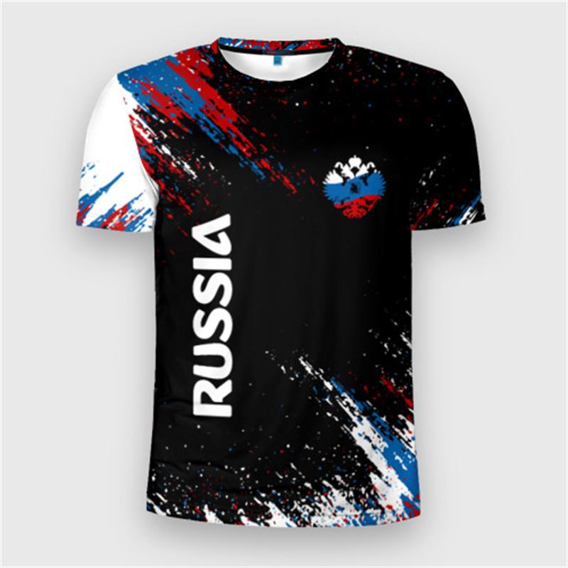 

Summer Round Neck Russia Flag Badge 3D Print T-shirts Fashionable Casual Short Sleeved Men s T-shirts 6XL