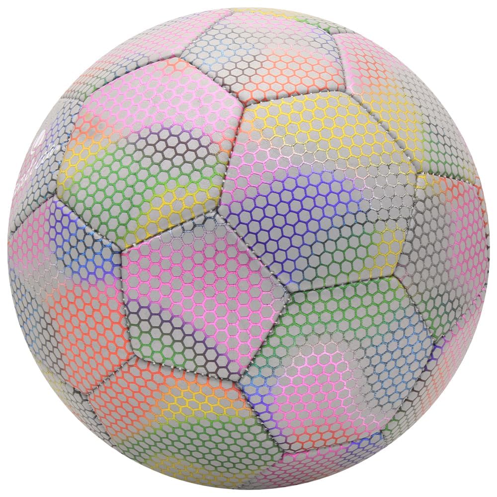 Fantecia Reflective Football with Shiny Size 5 Ball for and Adults Training Pump, Girls, Teens,