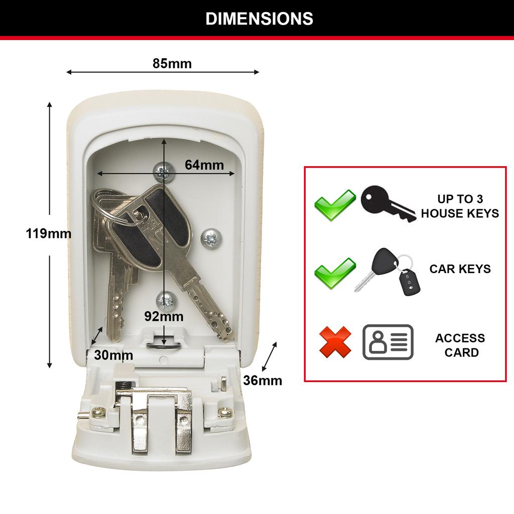 Master Lock Key Safe Wall Mounted, Medium, Outdoor, Cream