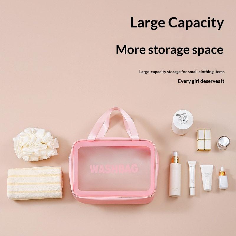 Dry-wet Separation Double Transparent PU Makeup Bag Portable Washing Bag Cosmetic Storage Bag Travel Fitness Swimming Essentials