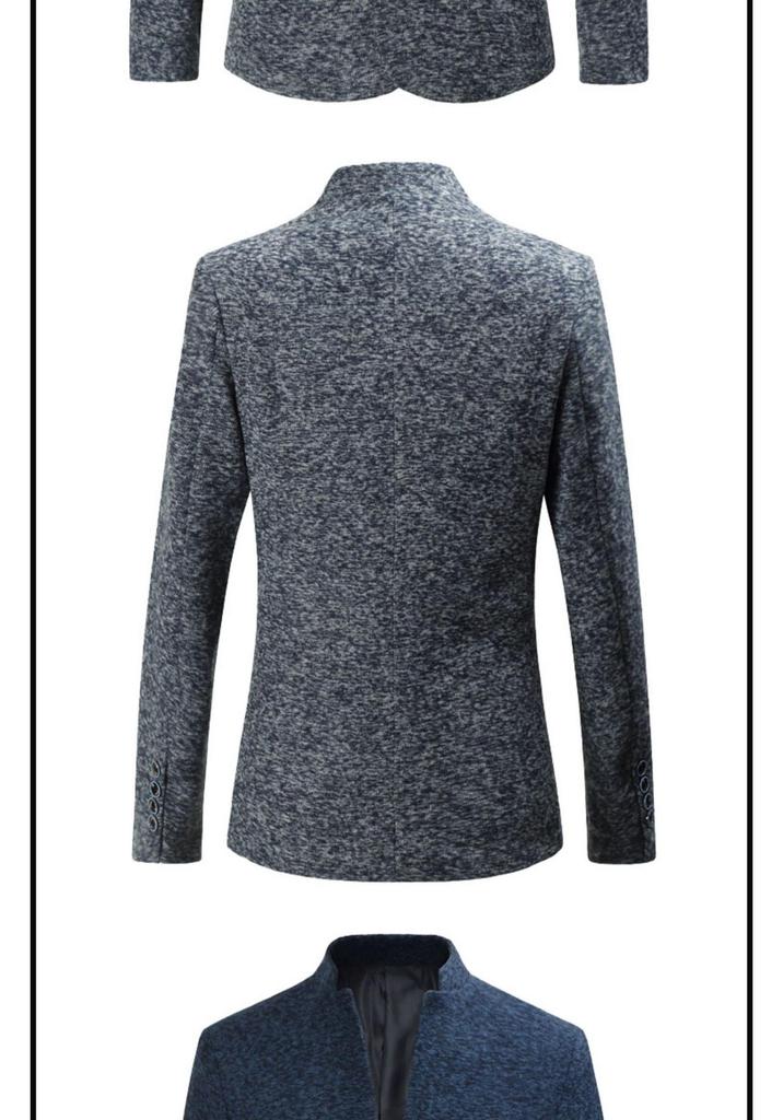 Men's Slim Fit Stand Collar Multi-Button Casual Suit Jacket