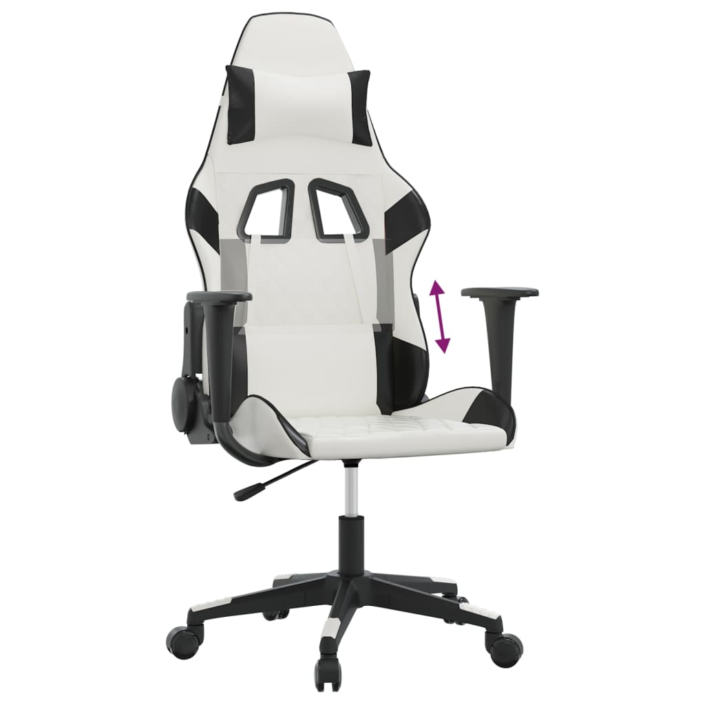 Gaming Chair in White and Black Artificial Leather