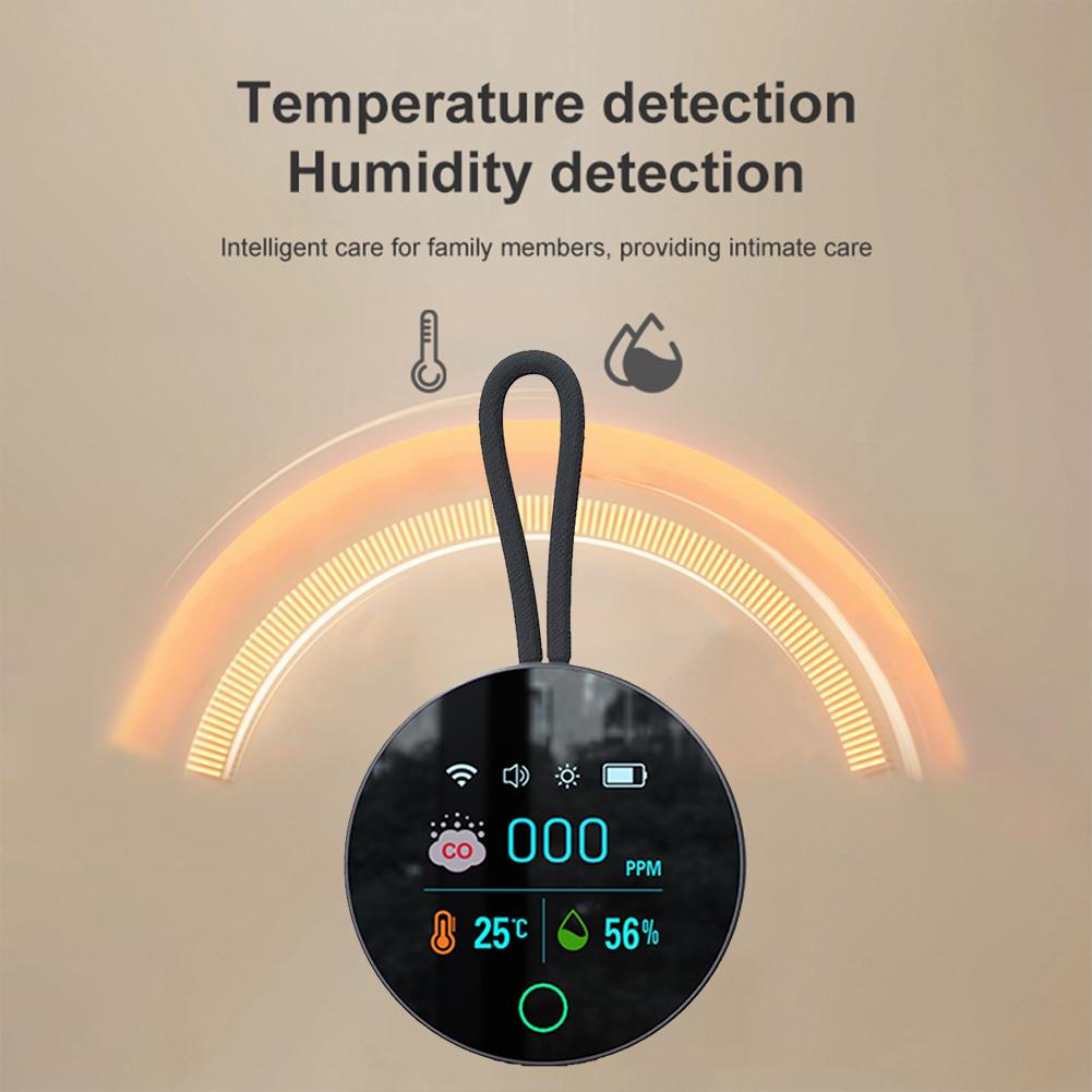 Multifunctional 3In1 Carbon Monoxide Detector with Magnetic Suction Portable Gas Detector 1000mAh CO Temperature Humidity Detector for Travel Camping