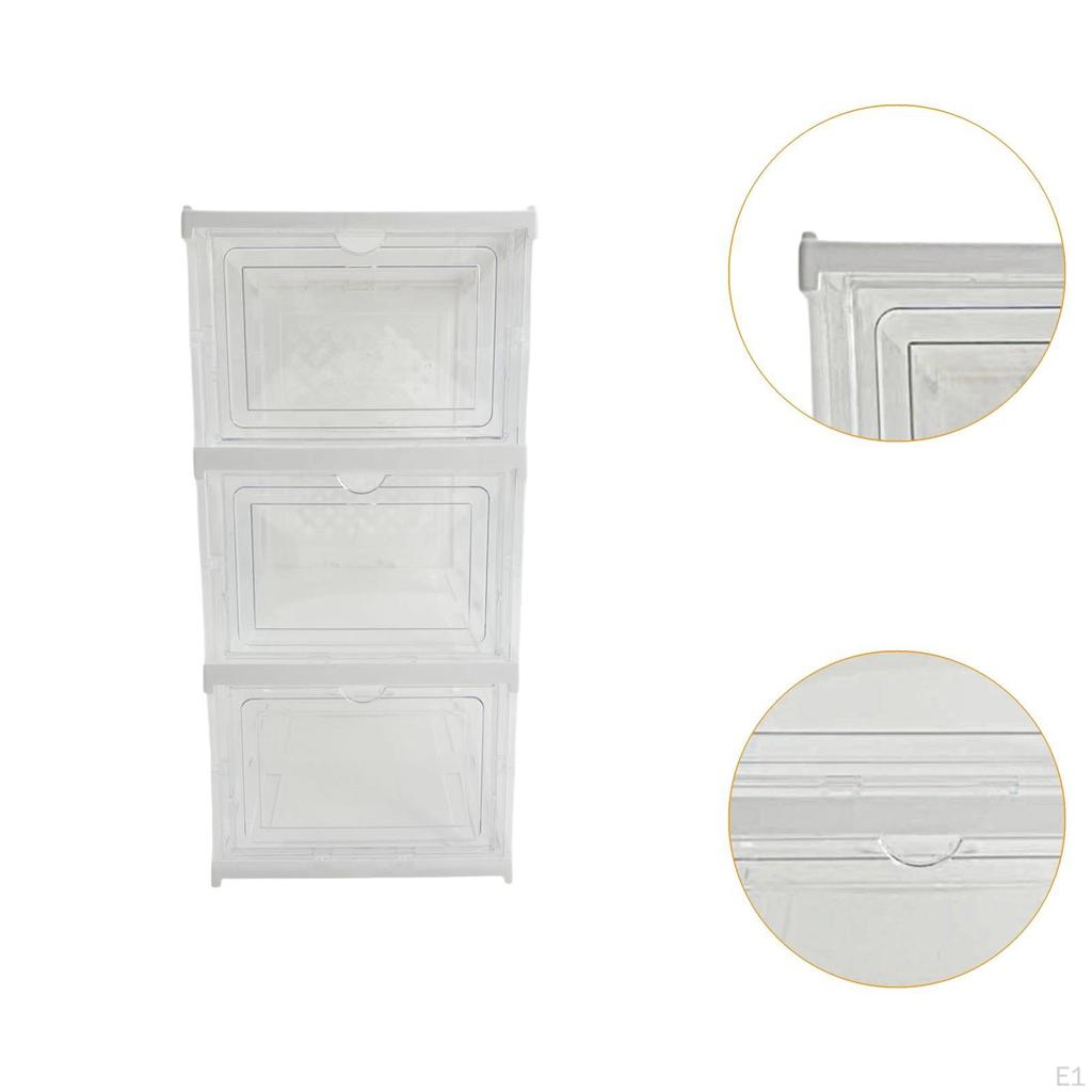 3x Sneaker Storage Containers for Shoes Display Case Organizer Heels
