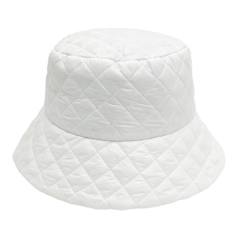 Ultra Light Down Cotton Rhombus Bucket Hat Warm Hat Winter Women Fashion Show Washbasin Hat Wild Hat Tide