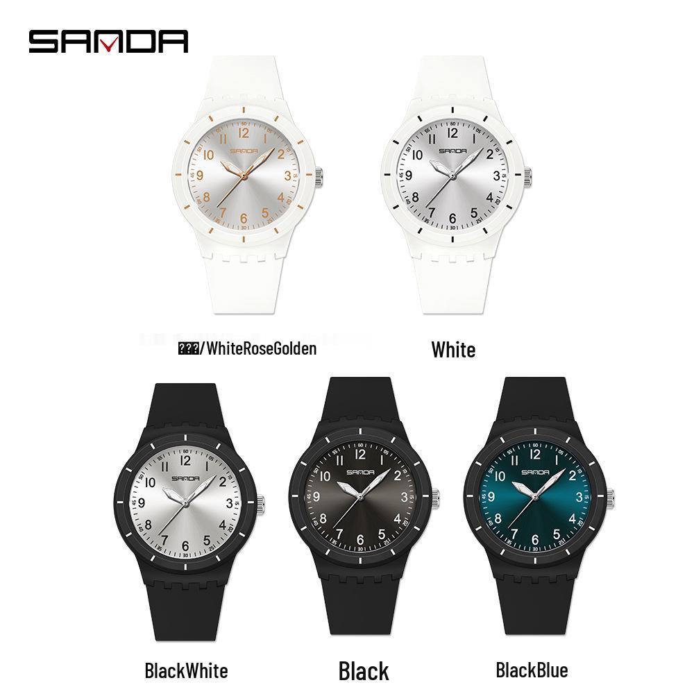 Sanda Wasserdichte Leuchtende Quarz-Armbanduhr - Einfaches Zeigerdesign für Schüler