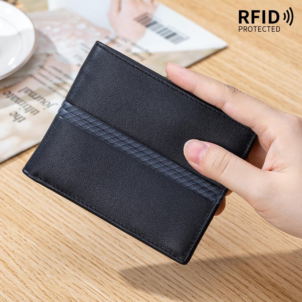 Herren Top Layer Rindsleder Gestreifte Brieftasche - Perfektes Geschenk für Vater, Ehemann oder Freund zum Geburtstag