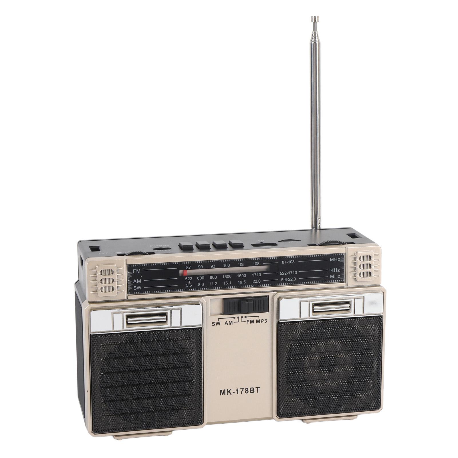 

Портативное AM FM SW радио с Bluetooth динамиком перезаряжаемое полнодиапазонное портативное радио для дома золотой