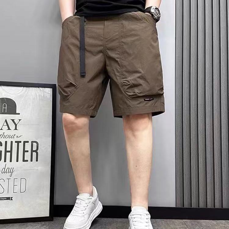 

Men s Large Pocket Waistband Work Shorts Summer Thin Loose Straight Half Middle Pants 4XL коричневий