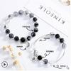 Natural black crystal couple's bracelet for women, alloy men's crystal birthstone bracelet, gift for best friends