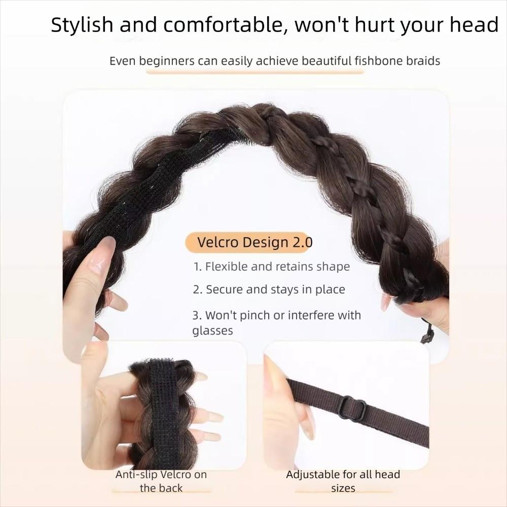 Magnetic Braided Headband Wig Headwear Retro Head Hoop Fishbone Braids Hair Bands Party