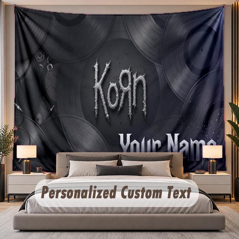 Custom Name Text Tapestry Korn Personalized Polyester Wall Tapestry For Bedroom And Room