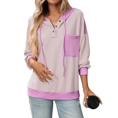 New Autumn and Winter Women's Hooded Sweatshirt with Contrasting Colors and Twisted Stripes