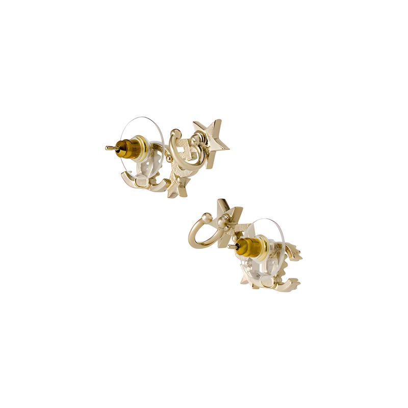 CHANEL Star No. 5 Metal and Rhinestone Earrings Women's Gold