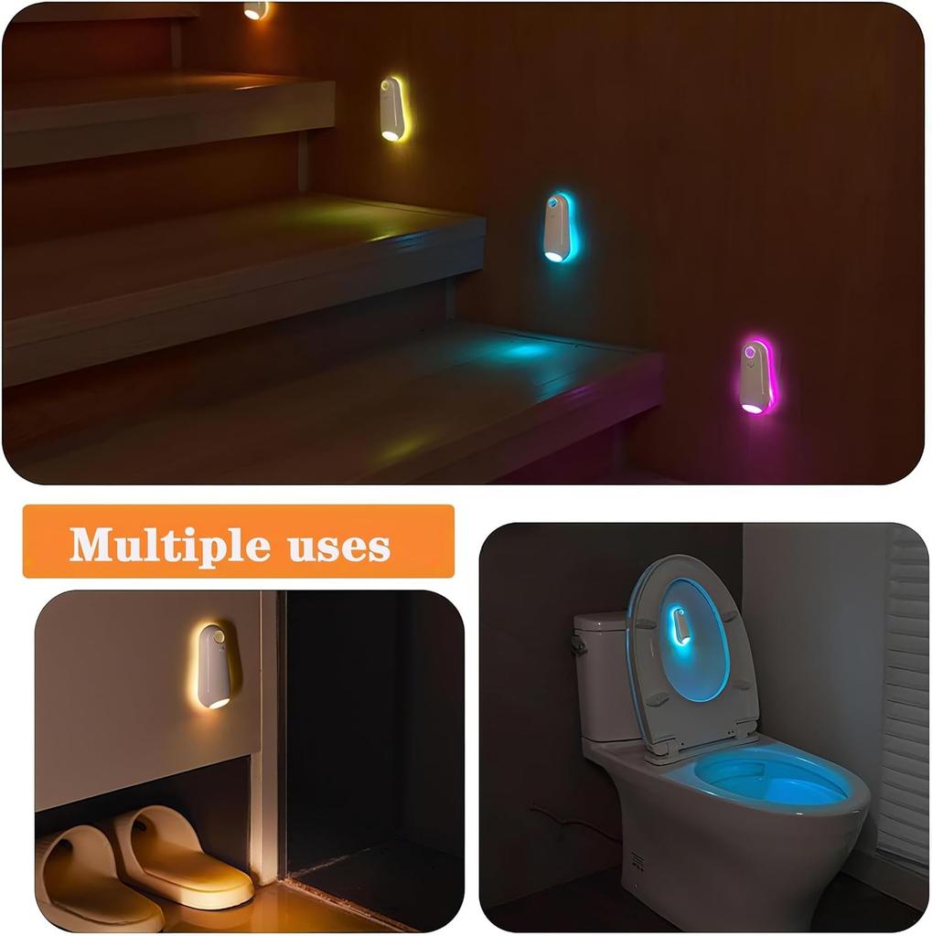Toilet Night Light Motion Activated Sensor,USB Rechargeable RGB Toilet Bowl Light,Stick-On LED Nightlights for Bathroom,Valentine Day/Birthday Gifts