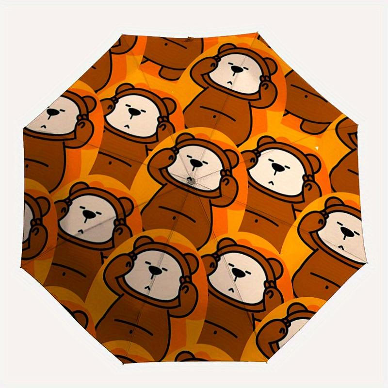 1pc Teddy Bear Print Automatic Open/Close Umbrella, Portable Folding umbrella for Everyday Use yy250826041