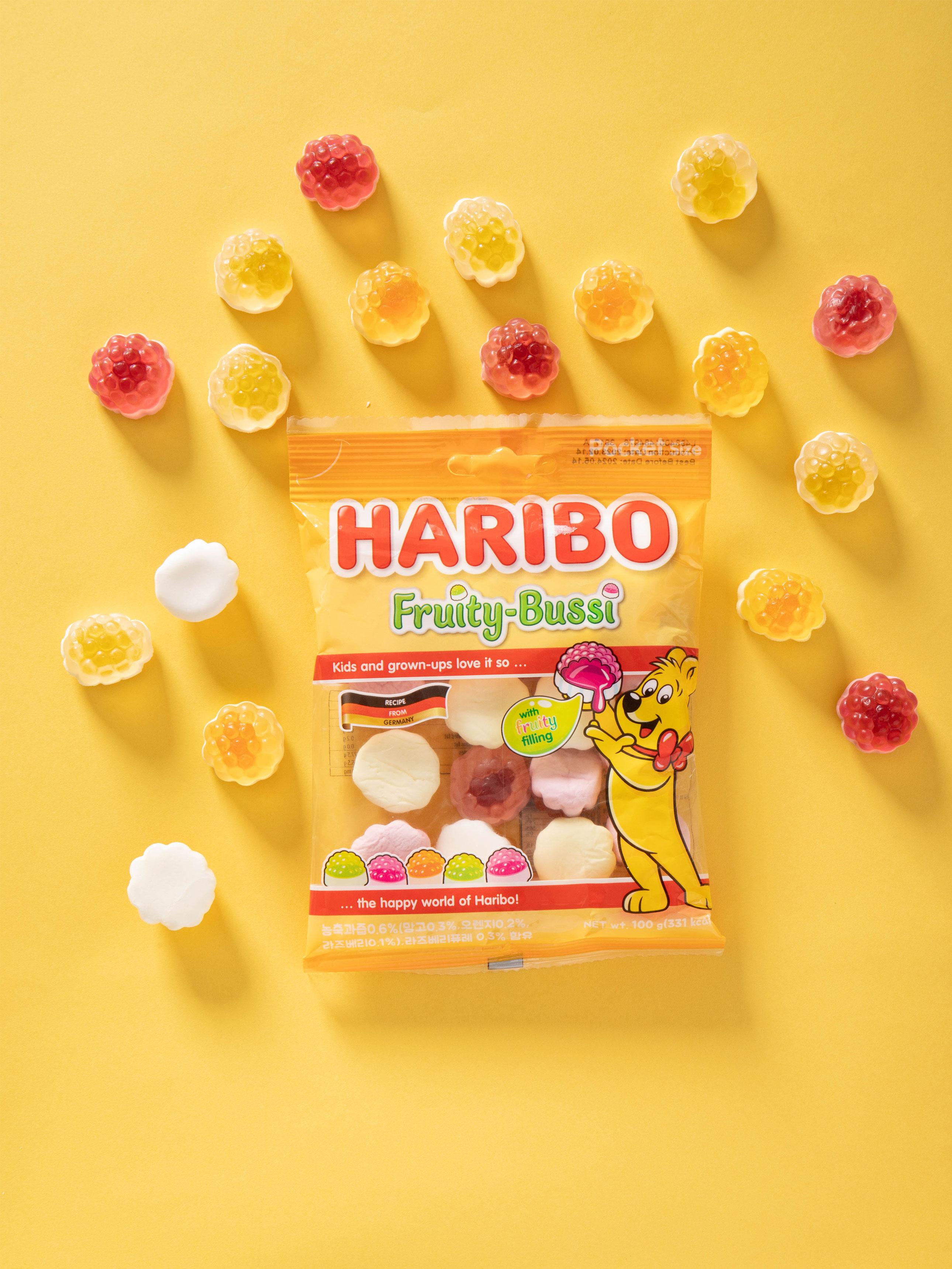 

Haribo Фруктовые жевательные конфеты Bussy, пакет 100 г 1ea