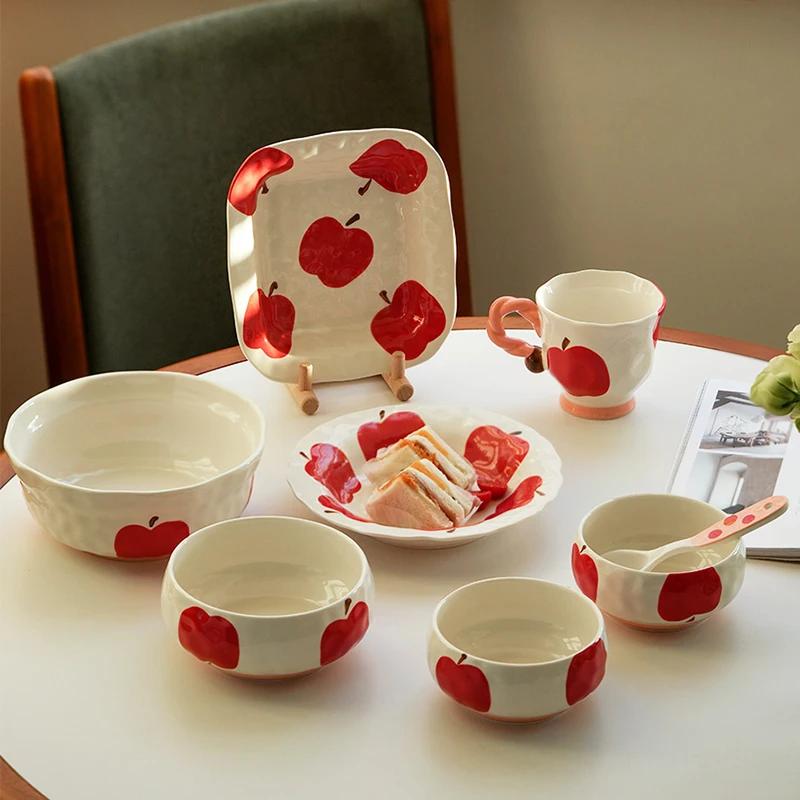 Creative Cute Fruits Ceramic Plates Exquisite Party Afternoon Tea Dessert Ice Cream Bowls Fashion Home Breakfast Coffee Mugs