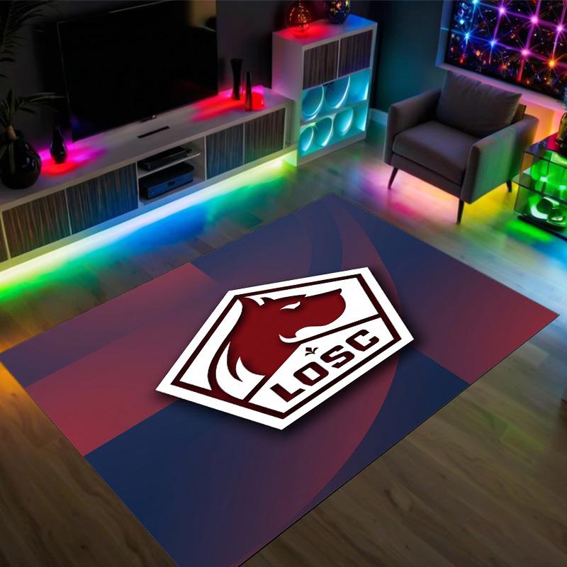 LOSC Lille FC Design Crystal Velvet Carpet Cozy Non?Slip Printed Rug For Bedroom Living Room Entrance