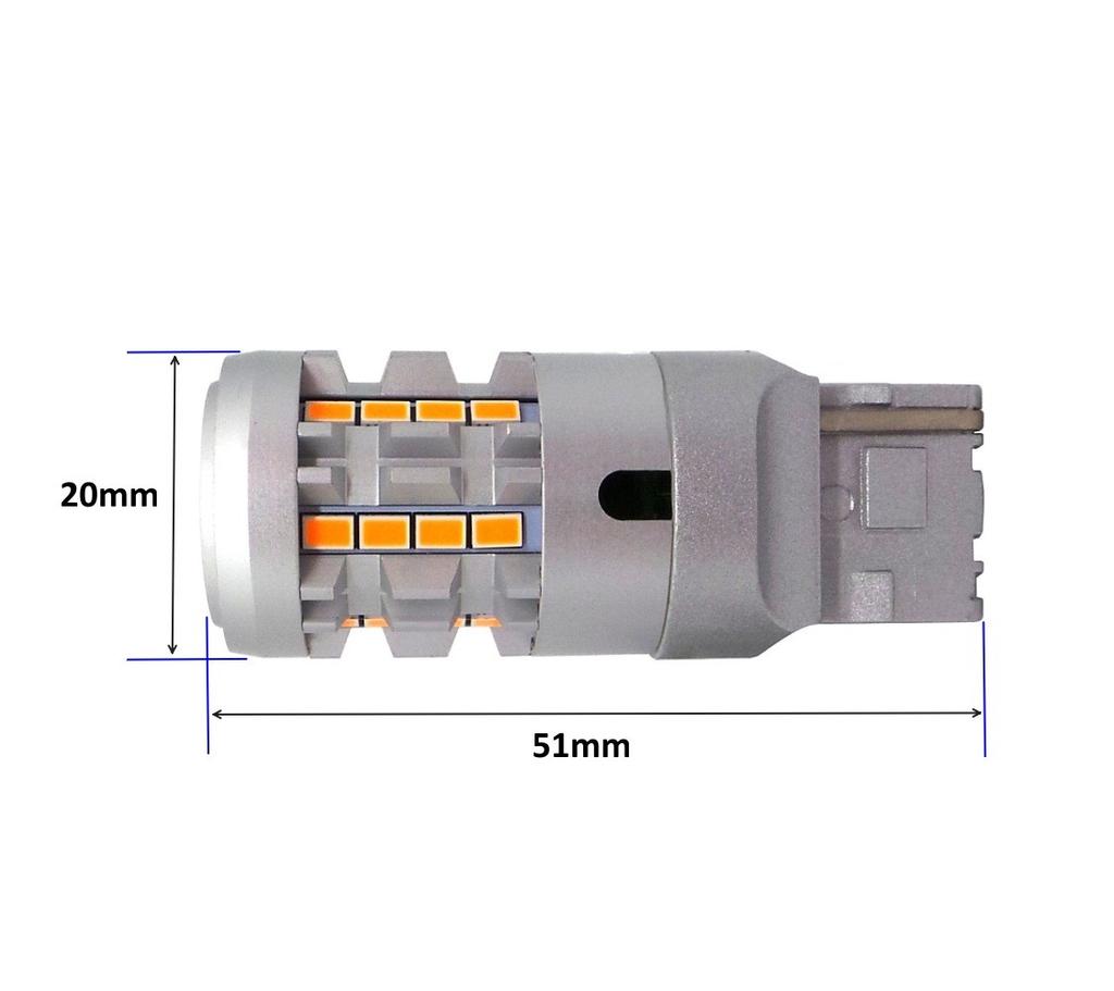 2 Pcs LED Bulb W21W 7440 12-24V No Error Orange 100% Canbus Off-Road