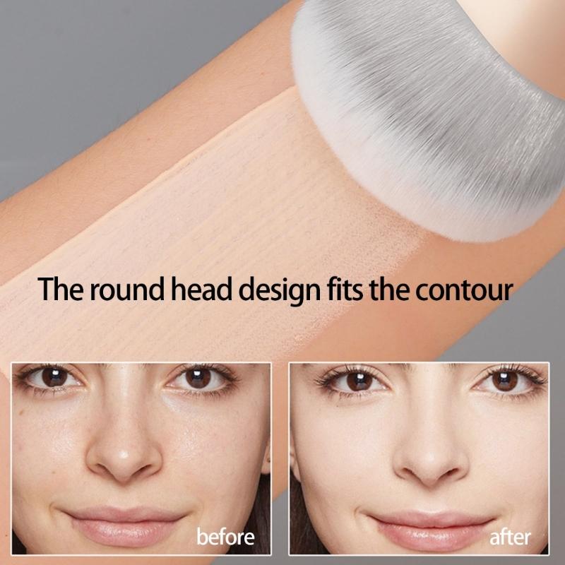 Compact Travel Friendly Makeup Brush With Ergonomic Round Tip Blending Buffing Concealer Brush For Full Face Coverage