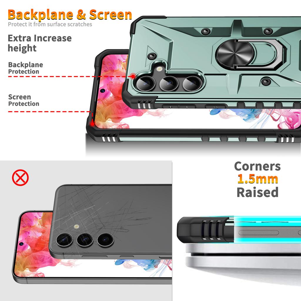 For Samsung Galaxy S25 Case PC+ TPU Anti-Drop Phone Cover with Ring Kickstand