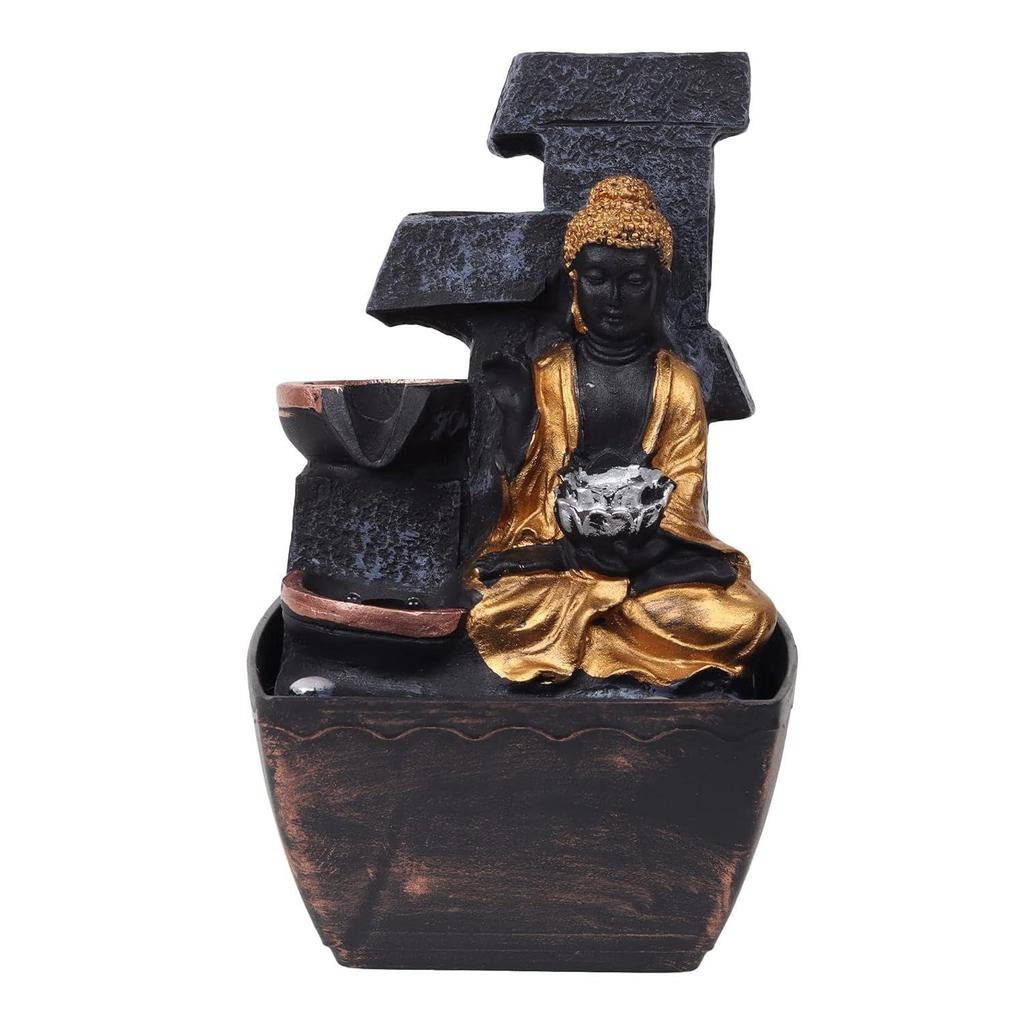 3 Step Buddha Fountain Indoor Home Decor Polyresin Indoor/Outdoor Water Fountains with LED Lights, Home Decor, Decoration