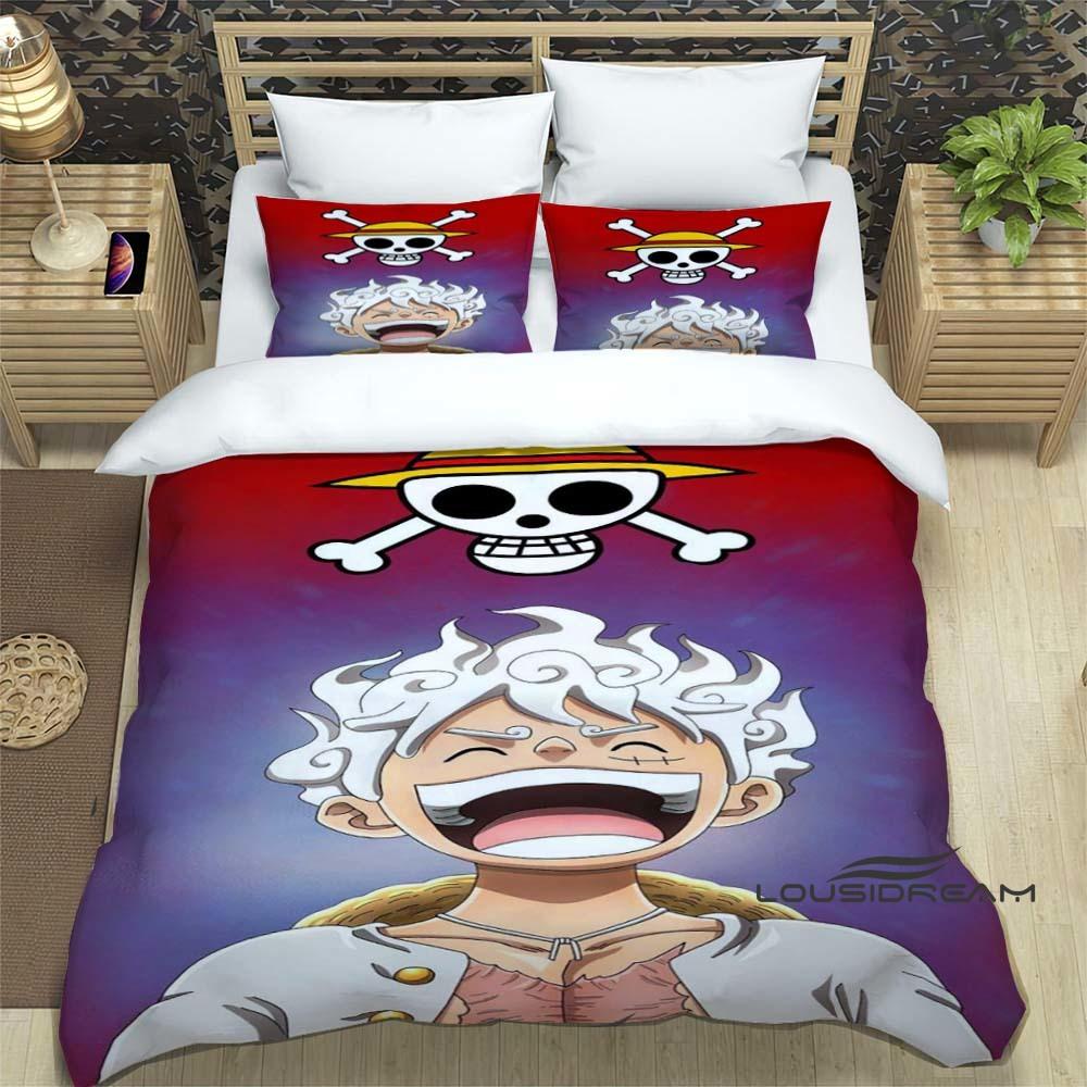ONE PIECECartoon Monkey D. Luffy Bedding Set (duvet Cover and Pillowcases), Extra-large/large Size, Machine Washable, a Holiday