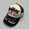 American Letter Embroidered Mesh Baseball Cap Men'S And Women'S Sunshade Cow Head Pattern Showing Face Pickup Truck Hat