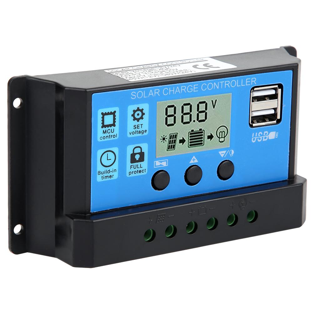 40A Blauer Regler Automatischer PWM LCD Ladecontroller PV-Systemanschluss mit Dual-USB-Ausgang