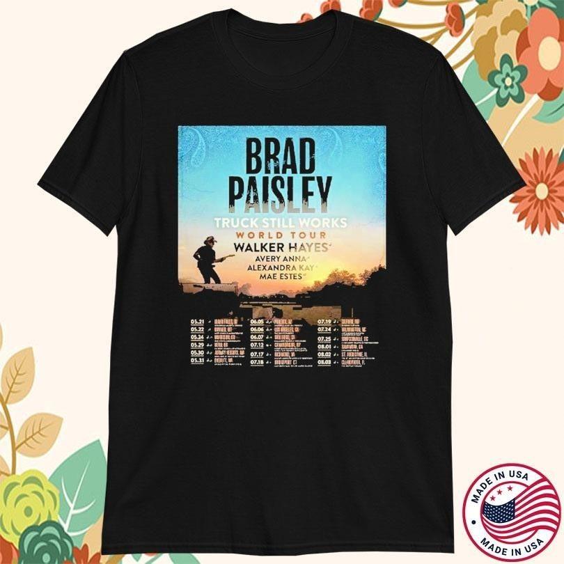 Brad Paisley Truck Still Works World Tour Cotton Black S-5XL T Shirt EL054 Unisex T-Shirt S